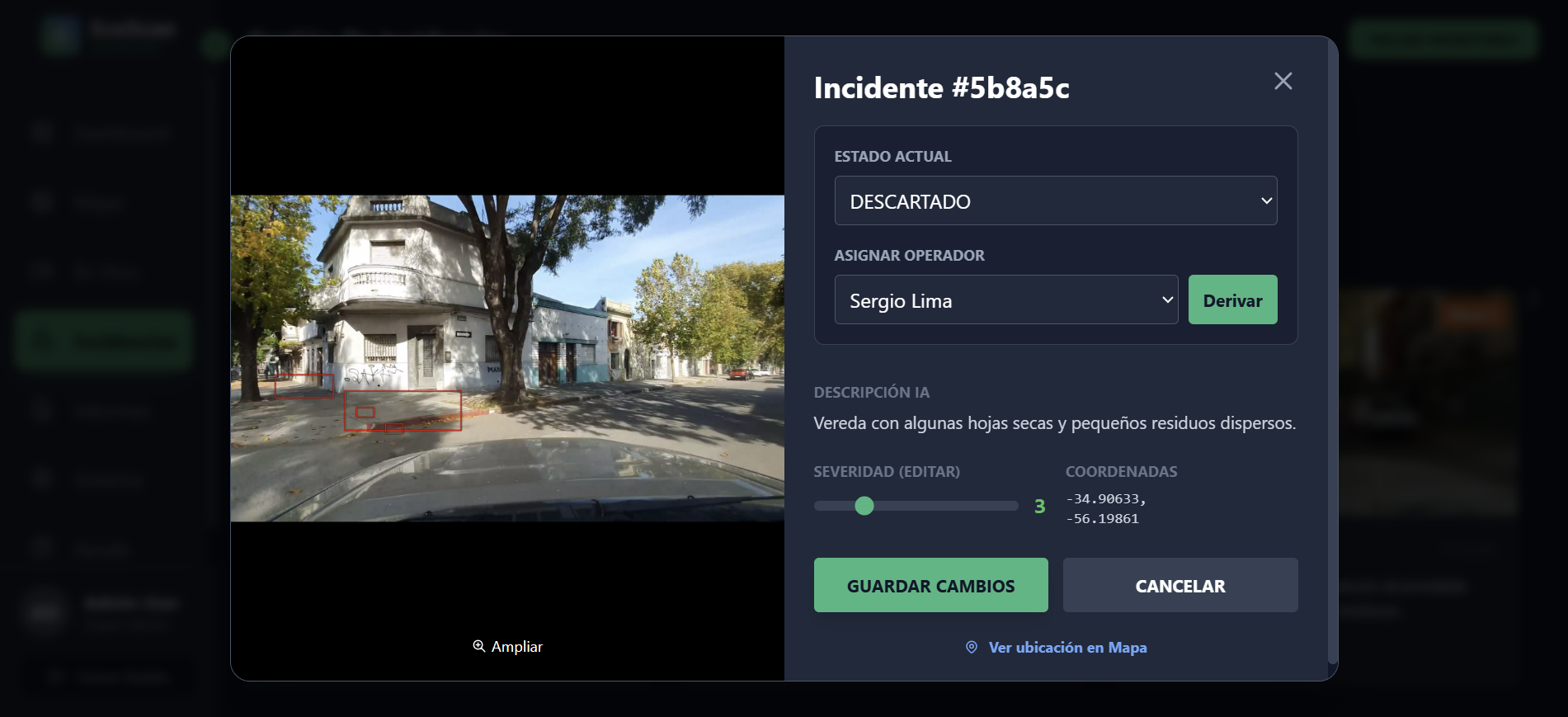 Detalle de Incidencia con IA EcoScan